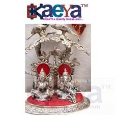 OkaeYa Silver Plated Laxmi Ganesha Tree God Idols Oxidized Silver Finish